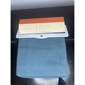 Haven Key Blue Rectangle Tablecloth 60X104 Linen Blend Textured Accent
